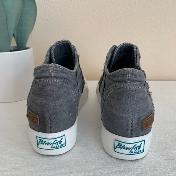 Blowfish Malibu Mamba Gray Washed Canvas Platform Sneakers Woman’s 8.5 - Picture 11 of 14